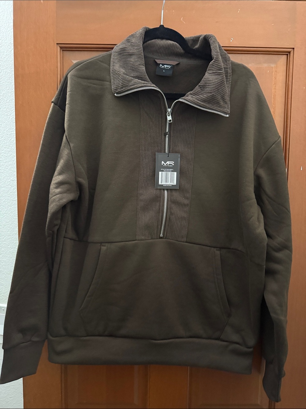 Essentials Men's Half-Zip Sweater Jacket - Brown